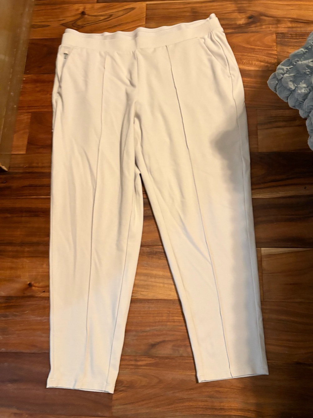 Athleta Venice Pintuck Pant Large Beige‎ Pull On Travel Career Ankle (0844) L
